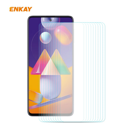 Tempered glass screen protector set with curved edge films on a smartphone screen