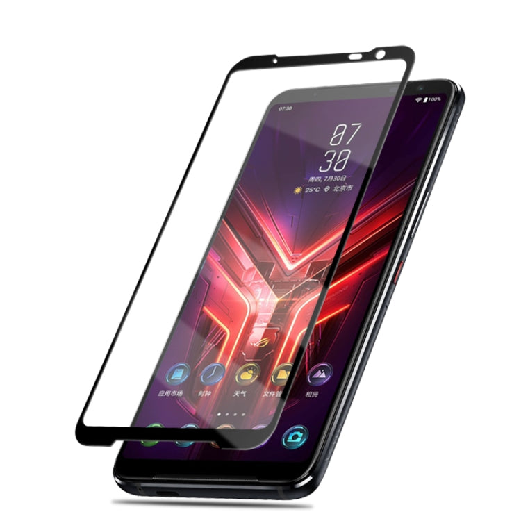Tempered glass screen protector for ASUS ROG Phone 3, angled front fit