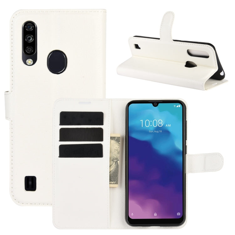 White flip phone wallet case with card slots and stand for fingerprint phone