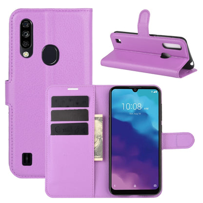 Purple flip phone wallet case with card slots and stand for fingerprint phone