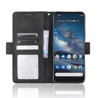 Nokia 8.3 5G wallet leather case, black with phone inside and card holders on left