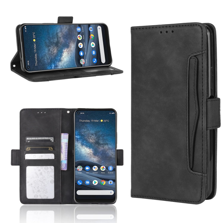 Nokia 8.3 5G wallet leather case, black set with phone view, card slots, and side flap