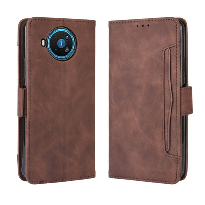 Brown wallet-style leather phone case with card slot and camera cutout, for Nokia 8.3 5G