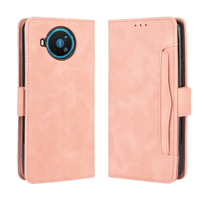 Pink wallet-style leather phone case with card slot and camera cutout, for Nokia 8.3 5G