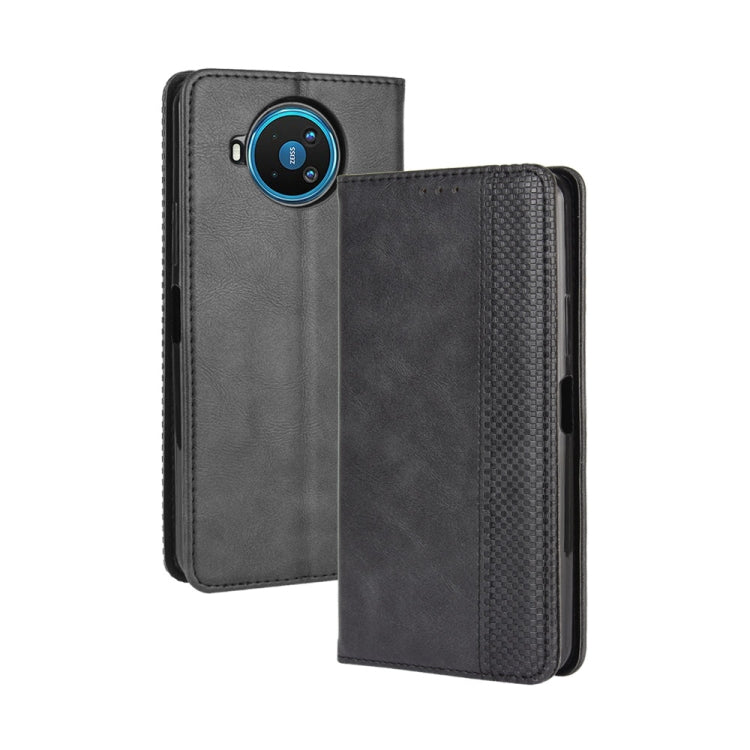 Nokia 8.3 5G flip leather wallet case, dark black with rear camera cutout