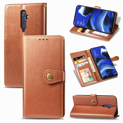 Brown leather wallet phone case with magnetic buckle and card slots
