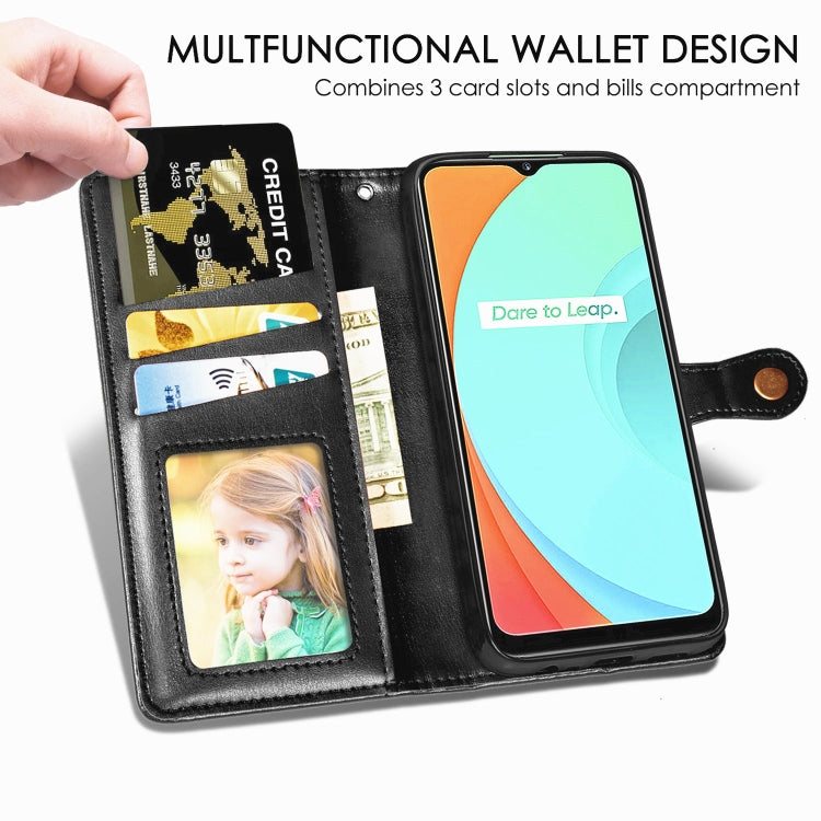 Black leather wallet phone case with card slots and bills compartment