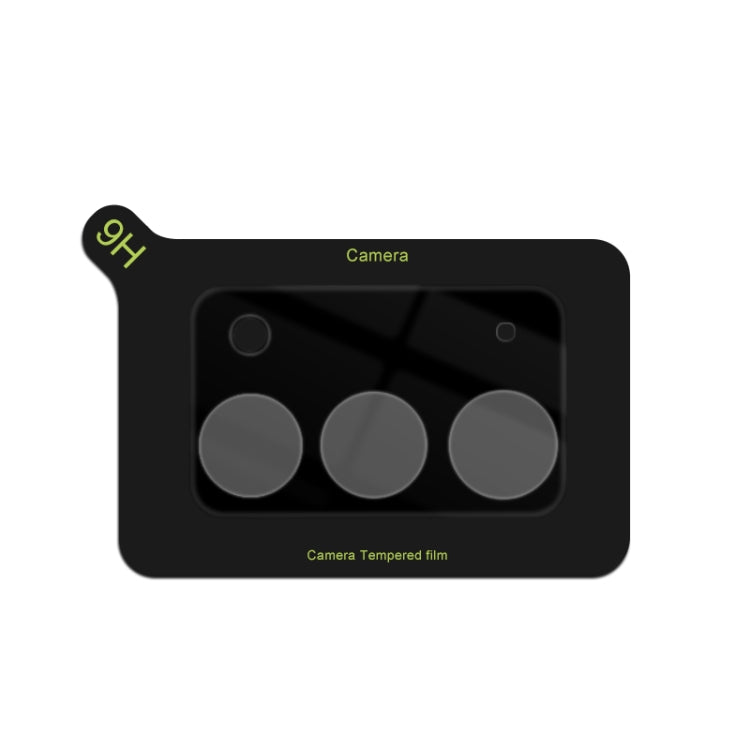 tempered glass camera lens protector, black, with 9H rating marks and three lens cutouts