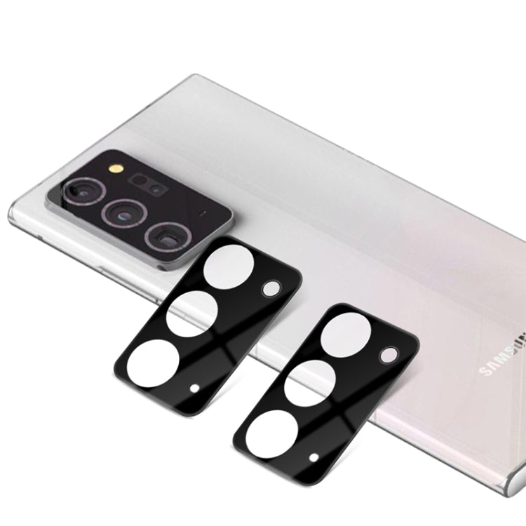 2-pack of black rear camera lens tempered glass films with cutouts for three lenses