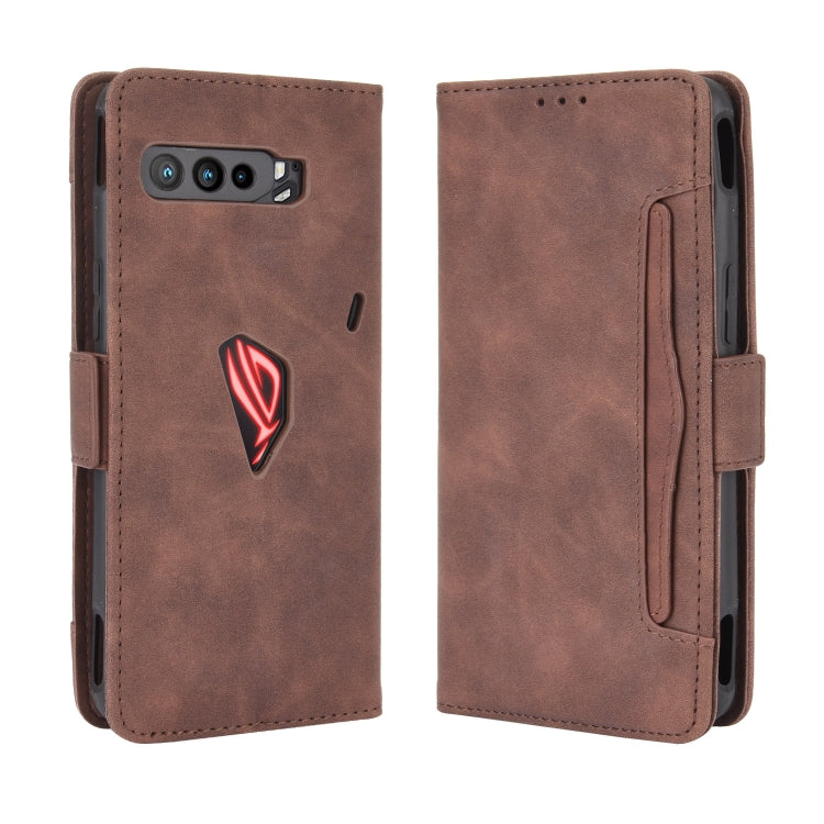 Brown wallet-style leather phone case with card slot, front and back view