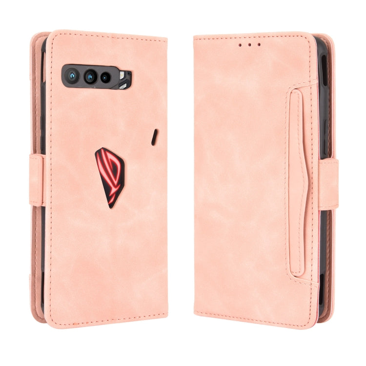 Pink wallet-style leather phone case with card slot, front and back view