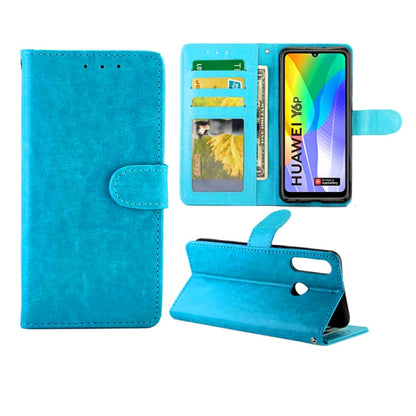 Baby blue leather flip phone case with card slots and wallet, stand and side strap