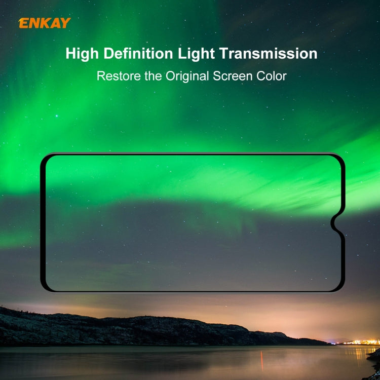 Green tempered glass screen protector with light transmission window outline