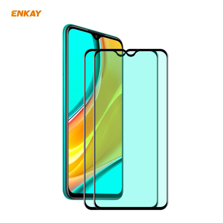 Curved full-screen tempered glass screen protector with green film, 2-pack