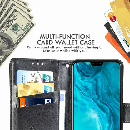 For Huawei Honor 9X Lite Butterfly Love Flower Embossed Horizontal Flip Leather Case with Bracket / Card Slot / Wallet / Lanyard, Black, Blue, Gray, Lighte Purple, Rose Gold, Dark Purple, Pink