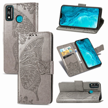 For Huawei Honor 9X Lite Butterfly Love Flower Embossed Horizontal Flip Leather Case with Bracket / Card Slot / Wallet / Lanyard, Black, Blue, Gray, Lighte Purple, Rose Gold, Dark Purple, Pink