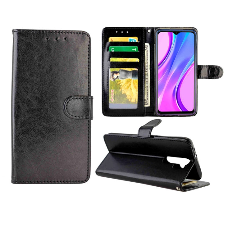 Black leather flip phone case with card slots and photo window, protective wallet stand