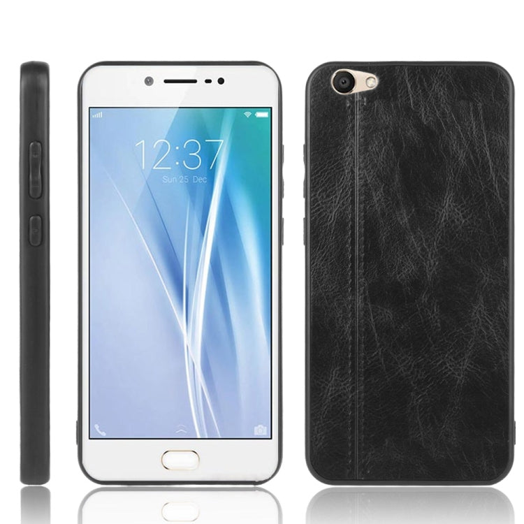 Shockproof black leather-texture phone case with camera cutout and side buttons
