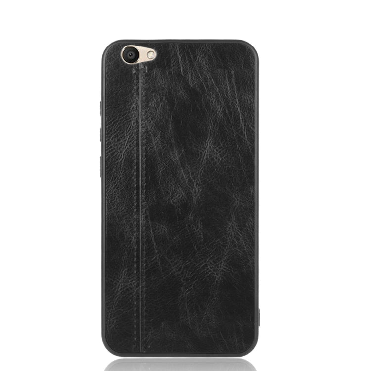 Shockproof black leather-texture phone case, rear cover with camera opening