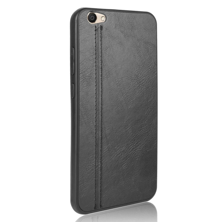 Shockproof black leather-texture phone case with stitched front panel detail