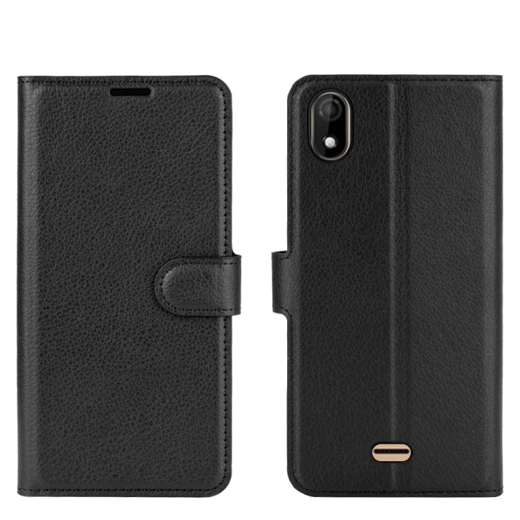 WIKO Y61 black flip wallet case with magnetic closure and precise cutouts
