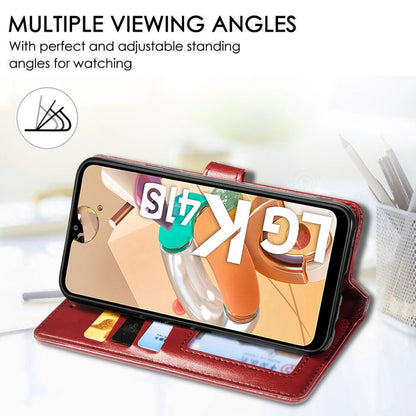 Brown leather wallet phone case with card slots, photo frame, and stand support