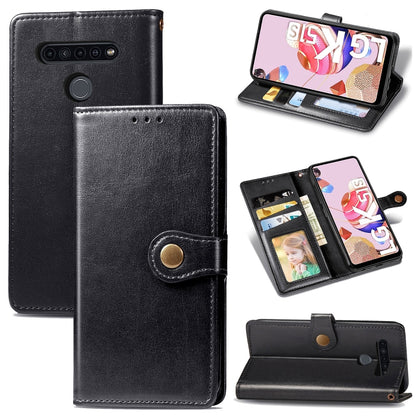 Dark black leather wallet phone case with card slots, photo frame, and stand support