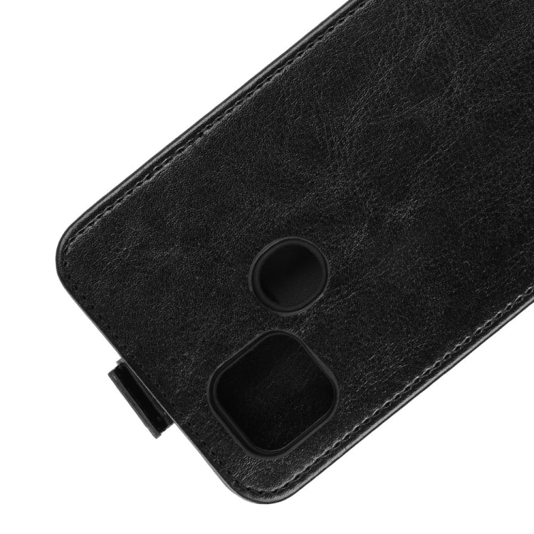 Texture flip leather phone case with card slots, black; close-up of card openings