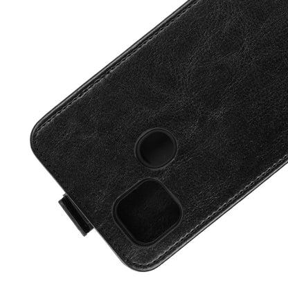 Texture flip leather phone case with card slots, black; close-up of card openings