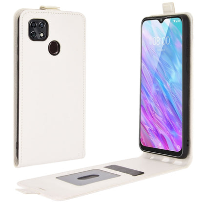 Texture flip leather phone case with card slots, white; open stand view