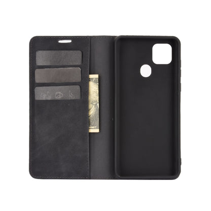 Black leather-style phone wallet case interior with card slots and open front flap