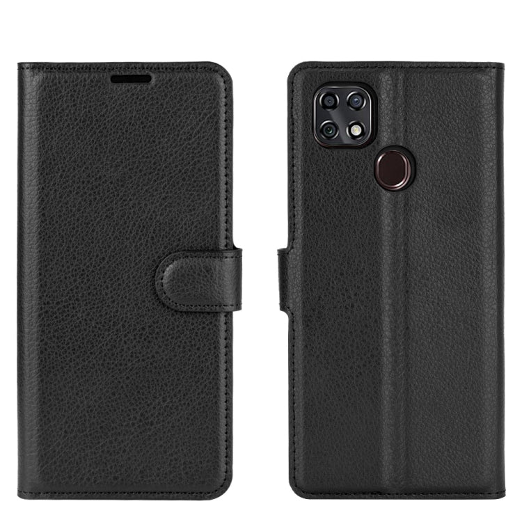Black flip wallet case with side button cutout and interior card pockets