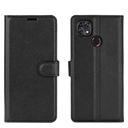 Black flip wallet case with side button cutout and interior card pockets