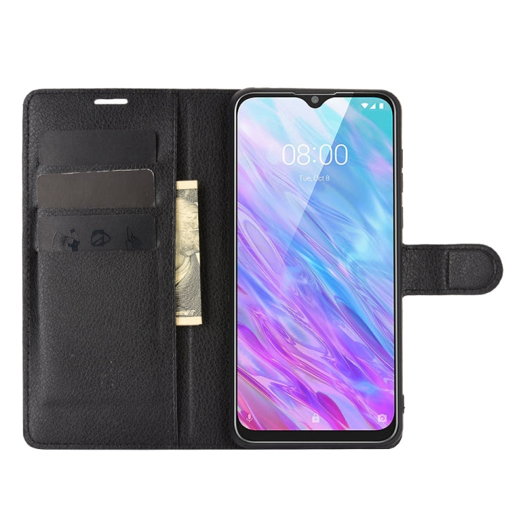 Black flip wallet case holding a phone with interior card slot pocket