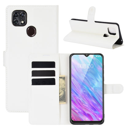 White litchi-texture flip wallet phone case with card slots and stand for ZTE Blade
