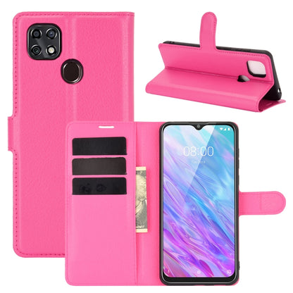 Rose red litchi-texture flip wallet phone case with card slots and stand for ZTE Blade