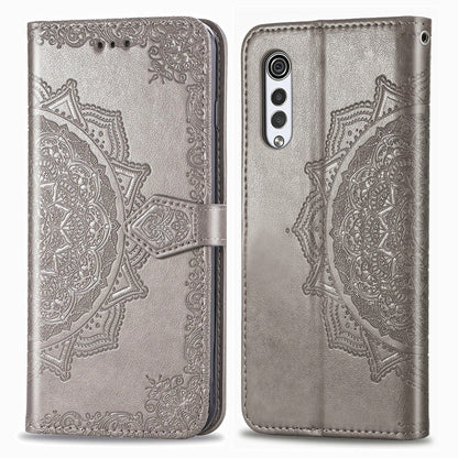 Mandala Flower Embossed Horizontal Flip Leather Case with Bracket / Card Slot / Wallet / Lanyard, For LG Velvet 5G