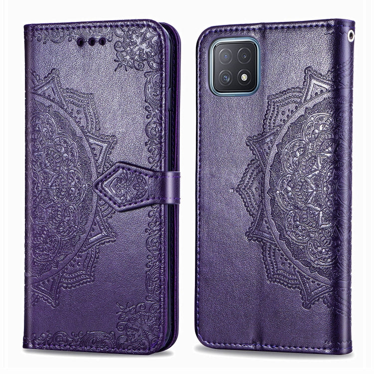 Mandala Flower Embossed Horizontal Flip Leather Case with Bracket / Card Slot / Wallet / Lanyard, For OPPO A52, For OPPO A92S, For OPPO Realme C12, For OPPO Realme C15, For OPPO A52 5G