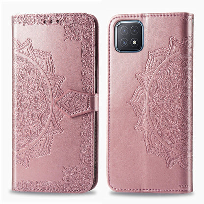 Mandala Flower Embossed Horizontal Flip Leather Case with Bracket / Card Slot / Wallet / Lanyard, For OPPO A52, For OPPO A92S, For OPPO Realme C12, For OPPO Realme C15, For OPPO A52 5G