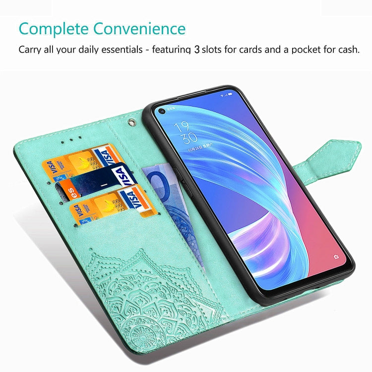 Mandala Flower Embossed Horizontal Flip Leather Case with Bracket / Card Slot / Wallet / Lanyard, For OPPO A52, For OPPO A92S, For OPPO Realme C12, For OPPO Realme C15, For OPPO A52 5G