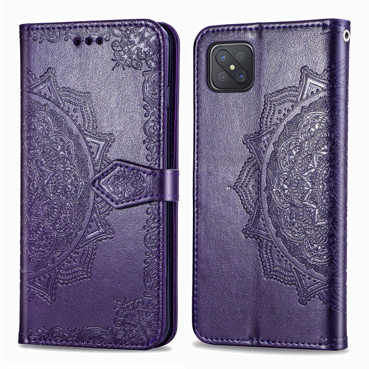 Mandala Flower Embossed Horizontal Flip Leather Case with Bracket / Card Slot / Wallet / Lanyard, For OPPO A52, For OPPO A92S, For OPPO Realme C12, For OPPO Realme C15, For OPPO A52 5G