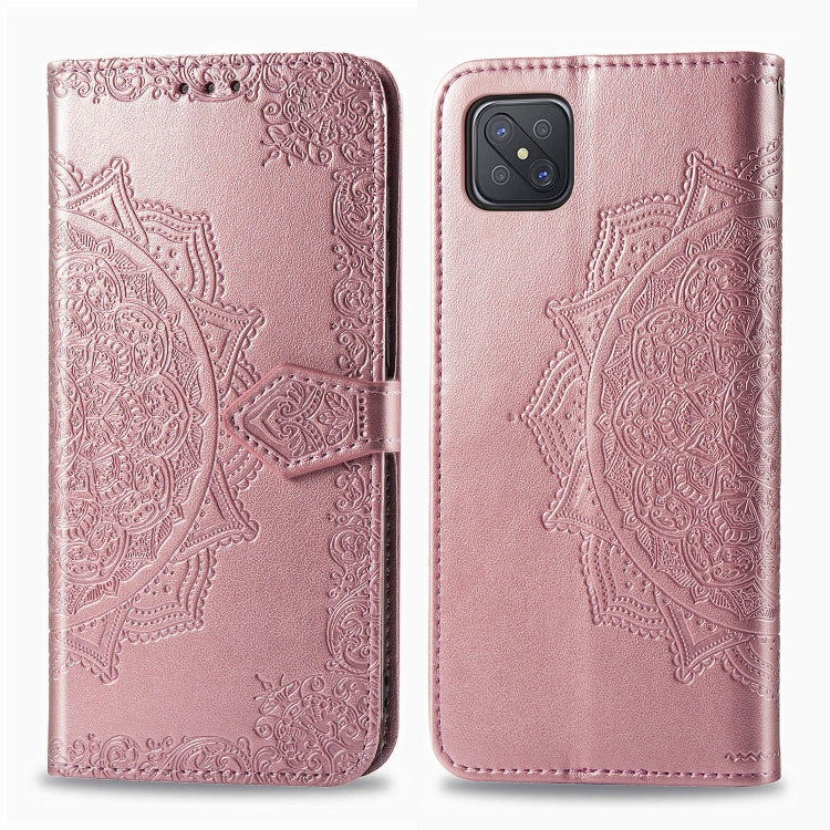 Mandala Flower Embossed Horizontal Flip Leather Case with Bracket / Card Slot / Wallet / Lanyard, For OPPO A52, For OPPO A92S, For OPPO Realme C12, For OPPO Realme C15, For OPPO A52 5G