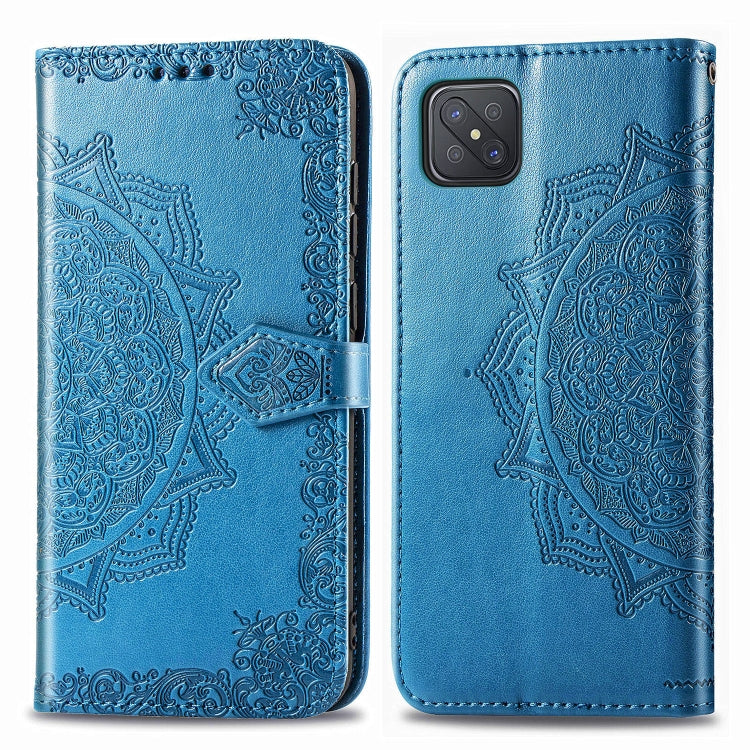 Mandala Flower Embossed Horizontal Flip Leather Case with Bracket / Card Slot / Wallet / Lanyard, For OPPO A52, For OPPO A92S, For OPPO Realme C12, For OPPO Realme C15, For OPPO A52 5G
