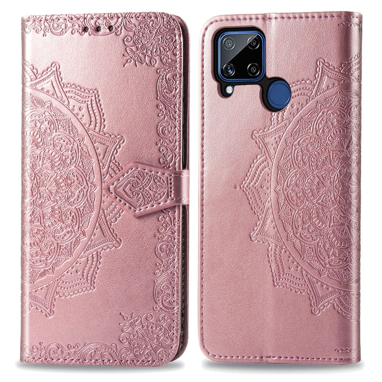 Mandala Flower Embossed Horizontal Flip Leather Case with Bracket / Card Slot / Wallet / Lanyard, For OPPO A52, For OPPO A92S, For OPPO Realme C12, For OPPO Realme C15, For OPPO A52 5G