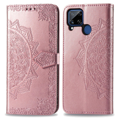 Mandala Flower Embossed Horizontal Flip Leather Case with Bracket / Card Slot / Wallet / Lanyard, For OPPO A52, For OPPO A92S, For OPPO Realme C12, For OPPO Realme C15, For OPPO A52 5G