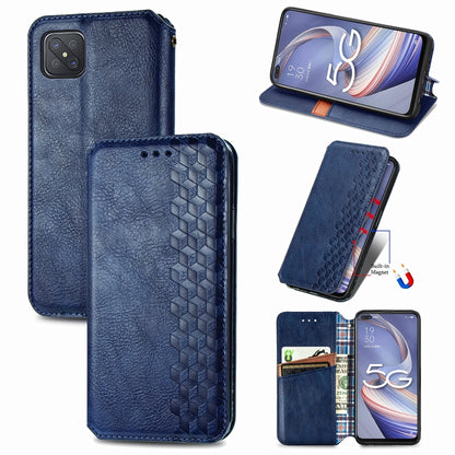 Blue magnetic flip PU leather phone case with card slots and stand holder