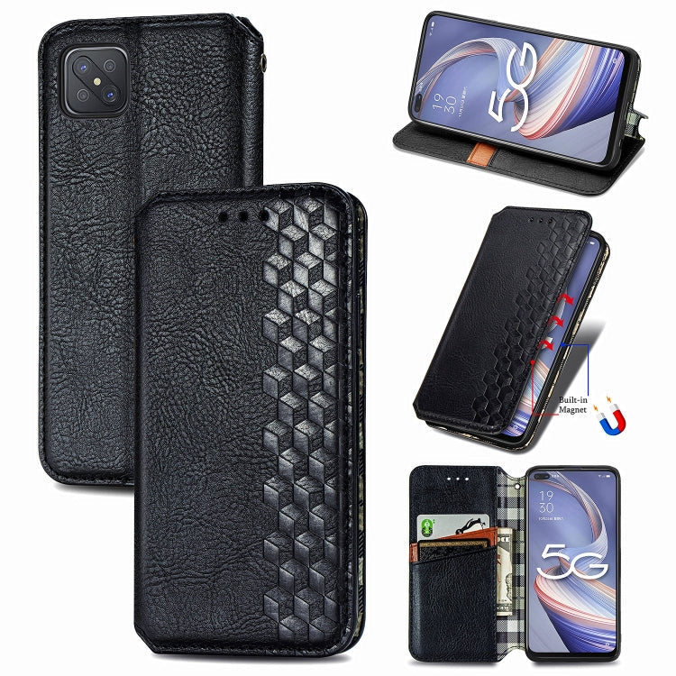Black magnetic flip PU leather phone case with card slots and built-in magnet