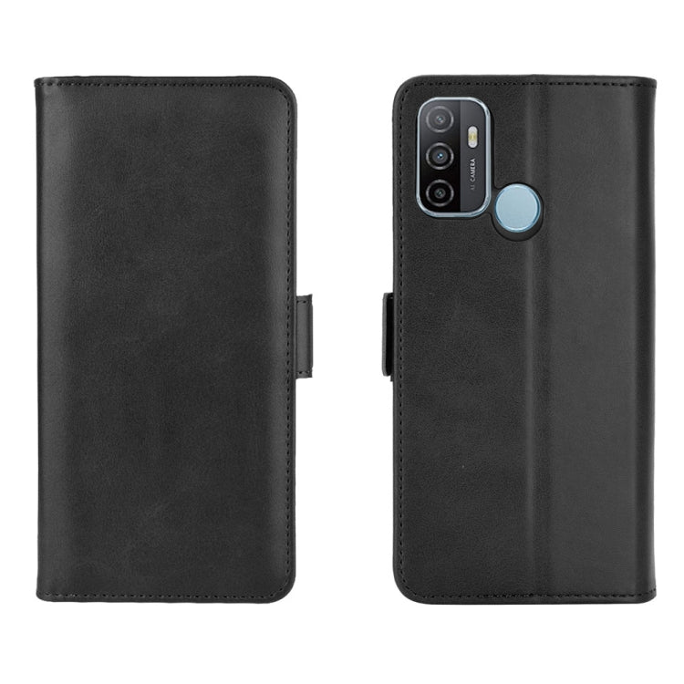 Black dual-side wallet flip phone case with magnetic closure and cutouts