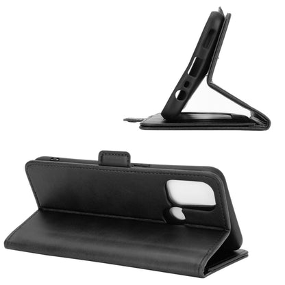 Black wallet flip phone case with kickstand viewing angle and magnetic cover