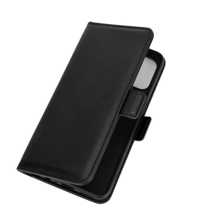 Black flip leather phone case with front cover and side holder strap